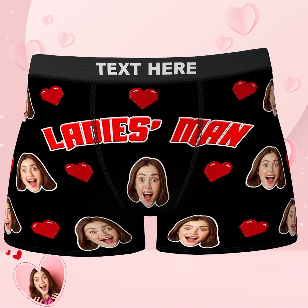 Valentine's Day Gift Custom Face Boxers add Picture Waistband Text Ladies' Man - MyFaceBoxer