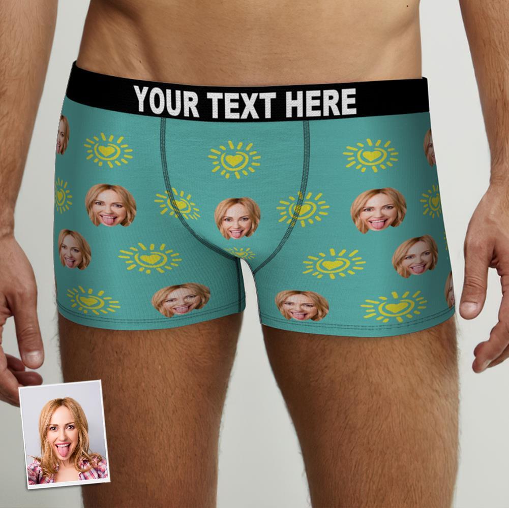 Custom Face Boxer Brief Cute Yellow Heart Valentine's Day Gifts For Him - MyFaceBoxer