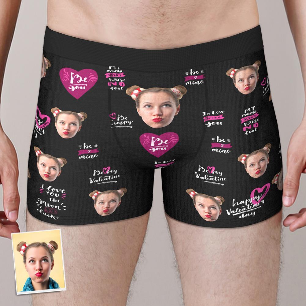 Custom Face Boxer Brief Be Mine Happy Valentine's Day Gifts For Him - MyFaceBoxer