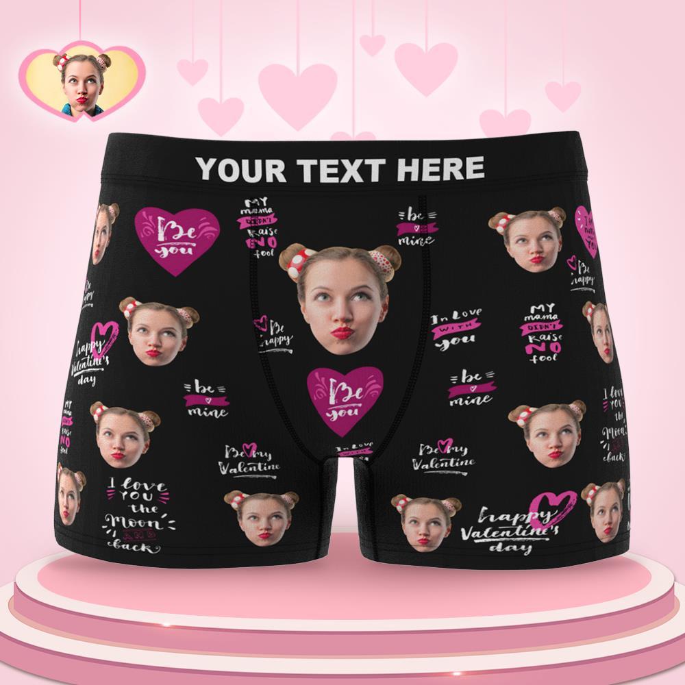 Custom Face Boxer Brief Be Mine Happy Valentine's Day Gifts For Him - MyFaceBoxer