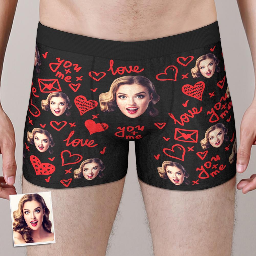 Custom Face Boxer Brief You and Me Equals to Love Gifts For Him - MyFaceBoxer