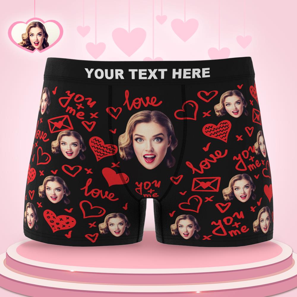 Custom Face Boxer Brief You and Me Equals to Love Gifts For Him - MyFaceBoxer