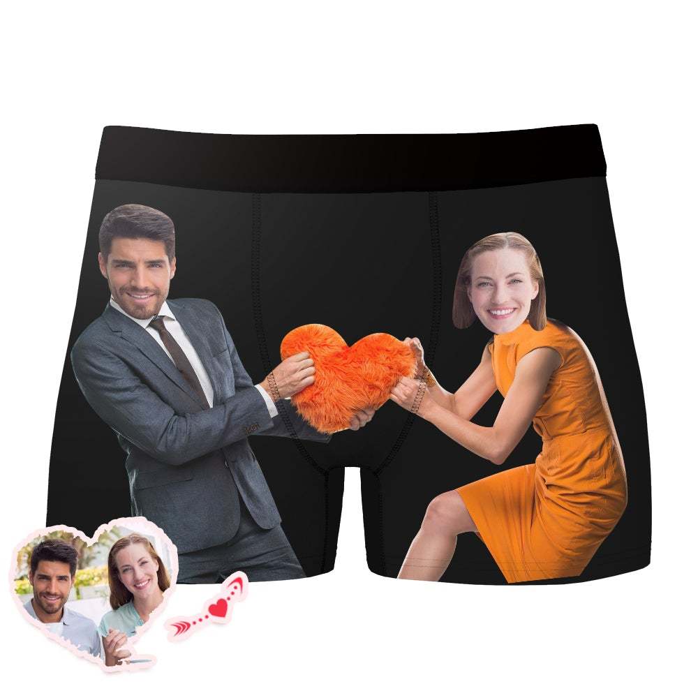 Custom Photo Pull Love Heart Boxer Sexy Underwear Valentine's Day Gift - Men - MyFaceBoxer