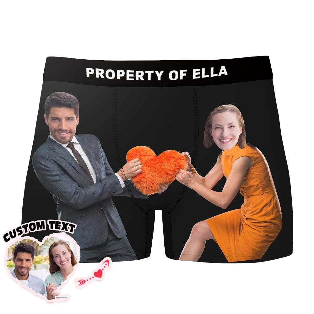 Custom Photo Pull Love Heart Boxer Sexy Underwear Valentine's Day Gift - Men - MyFaceBoxer