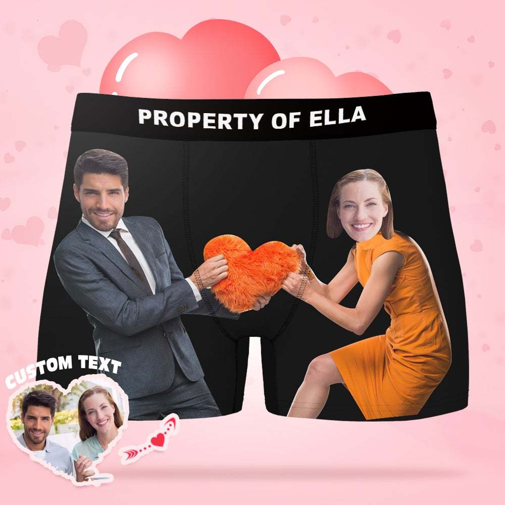 Custom Photo Pull Love Heart Boxer Sexy Underwear Valentine's Day Gift - Men - MyFaceBoxer