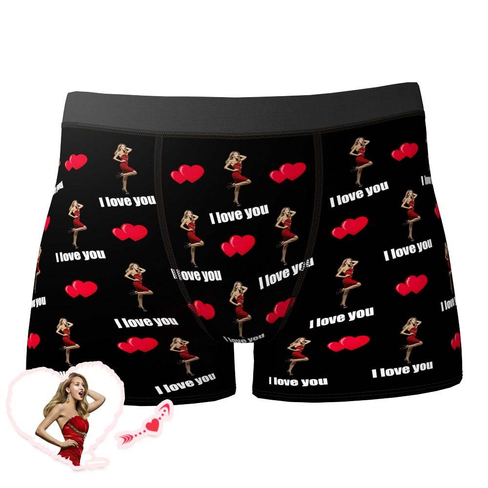 Custom Photo Boxer Double Heart-shaped Face Underwear Valentine's Day Gift - Men - MyFaceBoxer