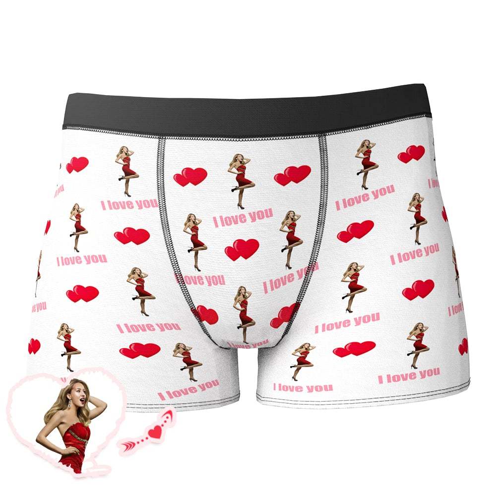 Custom Photo Boxer Double Heart-shaped Face Underwear Valentine's Day Gift - Men - MyFaceBoxer