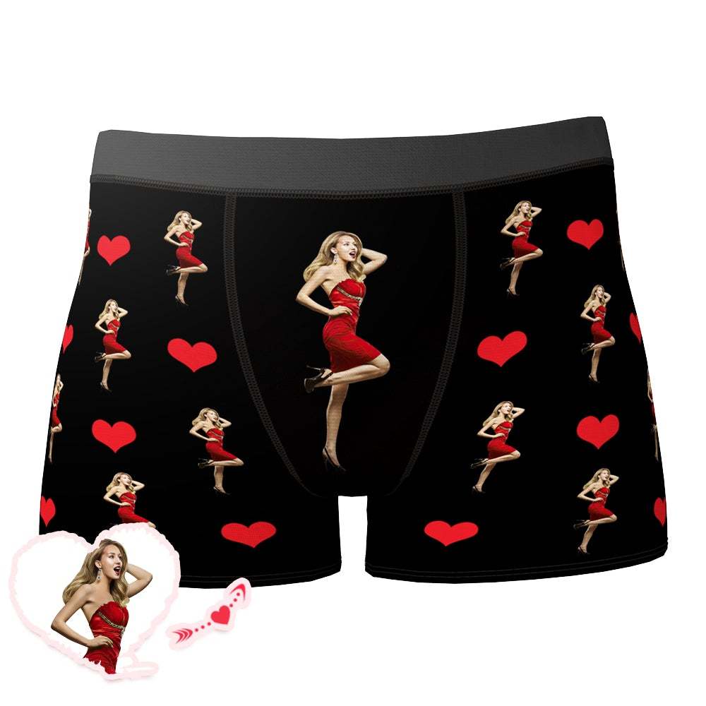 Custom Photo Heart Boxer Personalized Sexy Underwear Valentine's Day - Men - MyFaceBoxer
