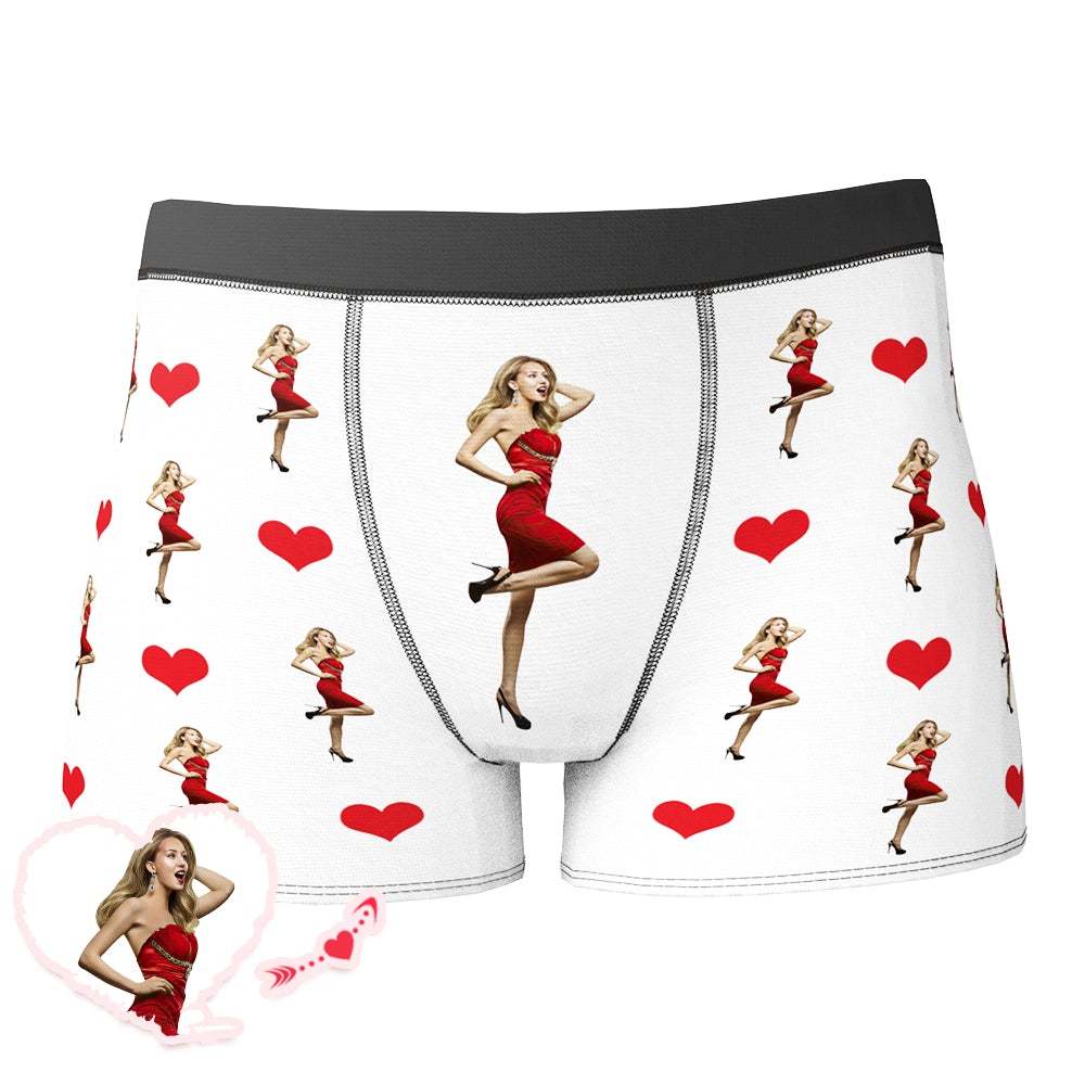 Custom Photo Heart Boxer Personalized Sexy Underwear Valentine's Day - Men - MyFaceBoxer