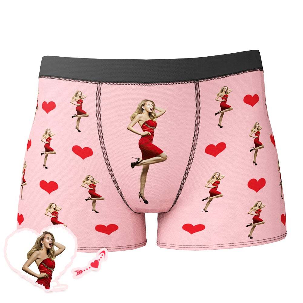 Custom Photo Heart Boxer Personalized Sexy Underwear Valentine's Day - Men - MyFaceBoxer