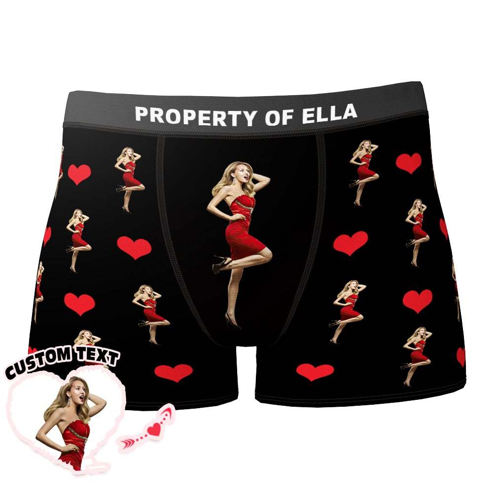 Custom Photo Heart Boxer Personalized Sexy Underwear Valentine's Day - Men - MyFaceBoxer