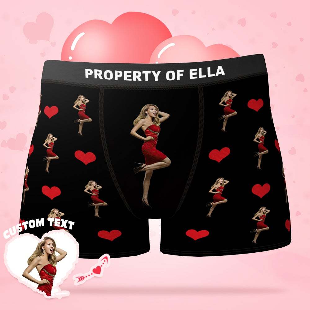 Custom Photo Heart Boxer Personalized Sexy Underwear Valentine's Day - Men - MyFaceBoxer