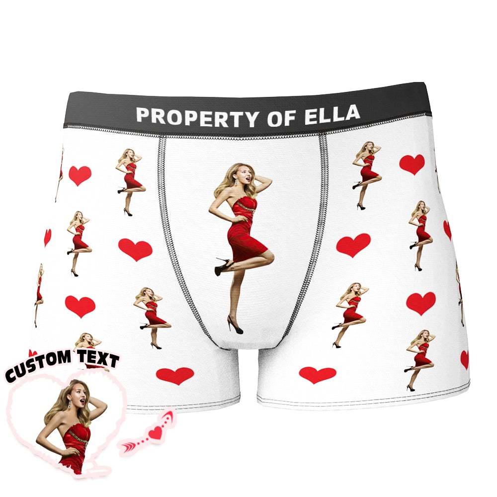 Custom Photo Heart Boxer Personalized Sexy Underwear Valentine's Day - Men - MyFaceBoxer