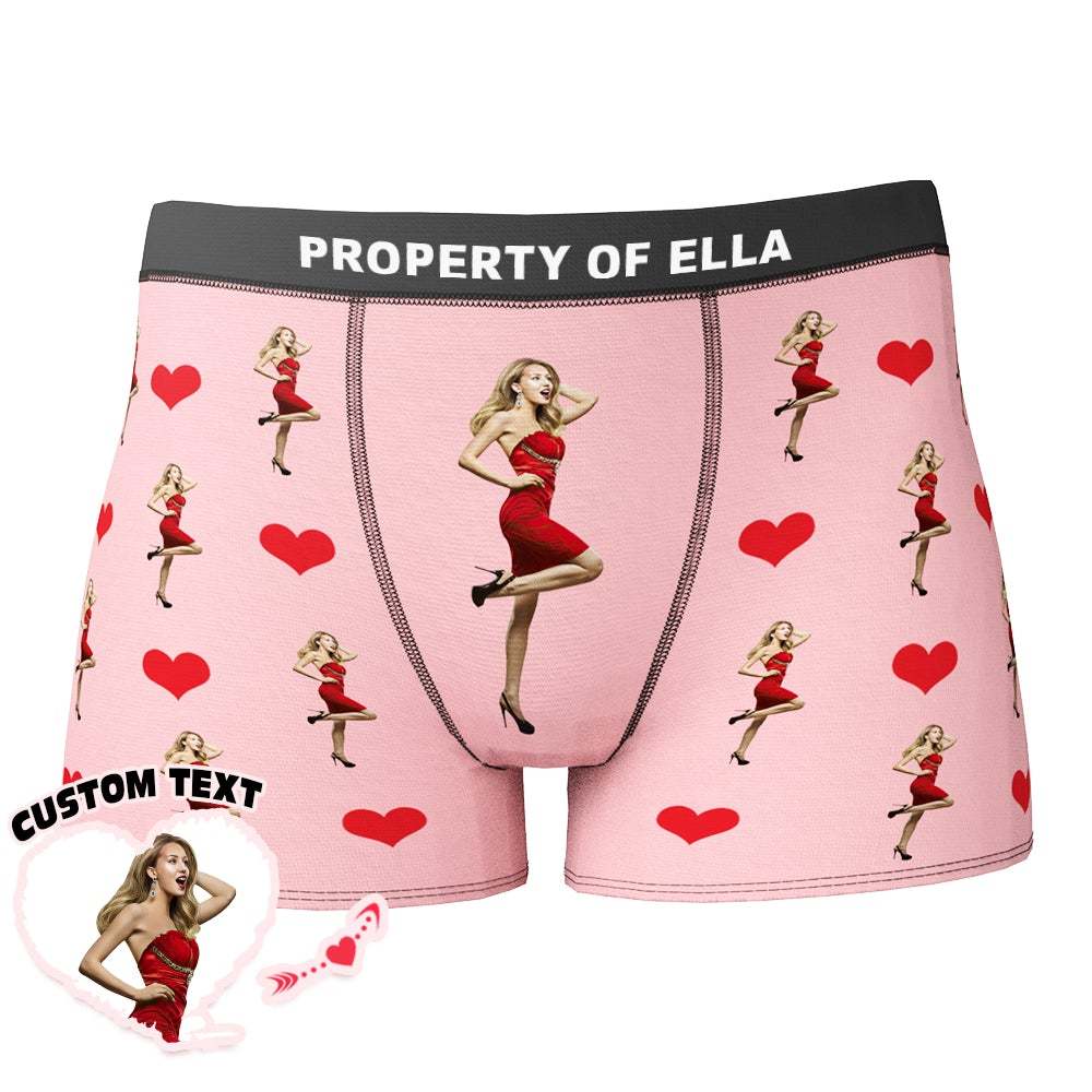 Custom Photo Heart Boxer Personalized Sexy Underwear Valentine's Day - Men - MyFaceBoxer
