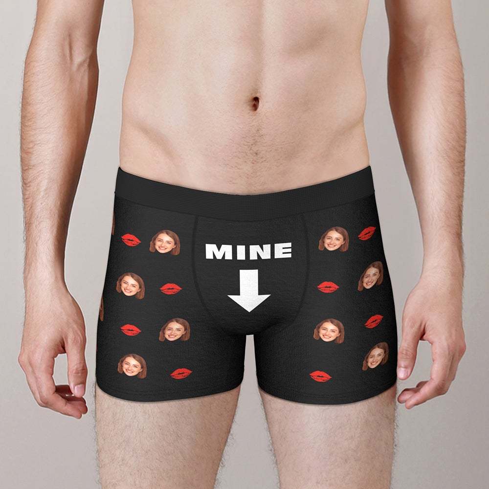 Custom Face Boxers Brief with Lip Print You Are Mine Valentine's Day Gifts - MyFaceBoxer