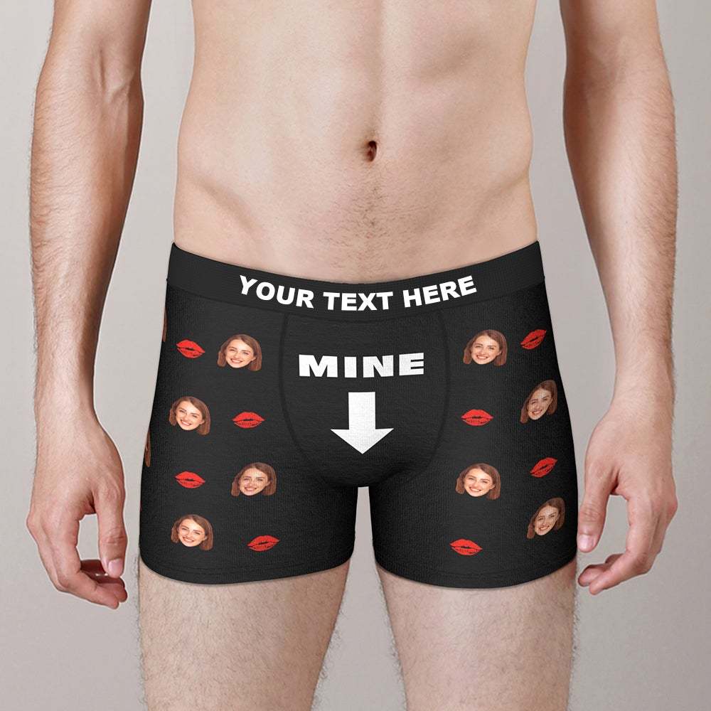 Custom Face Boxers Brief with Lip Print You Are Mine Valentine's Day Gifts - MyFaceBoxer