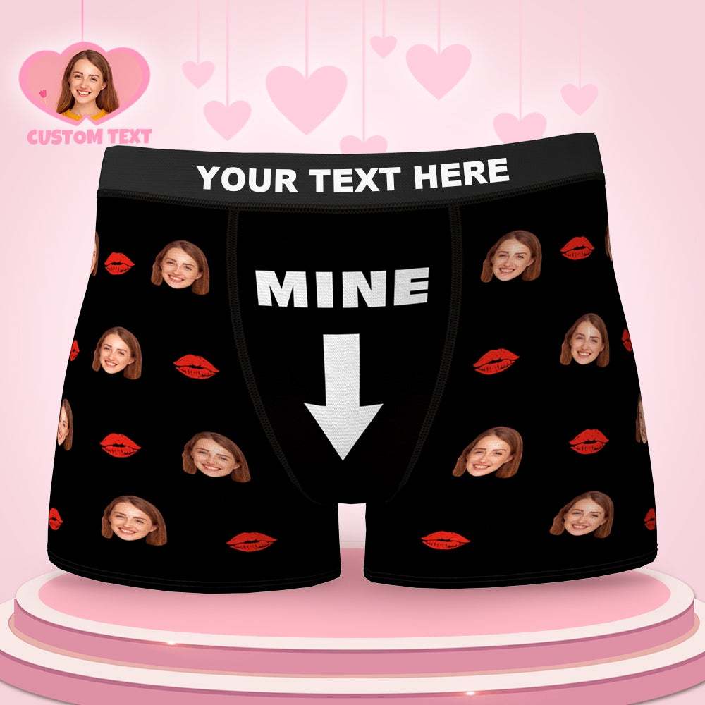 Custom Face Boxers Brief with Lip Print You Are Mine Valentine's Day Gifts - MyFaceBoxer