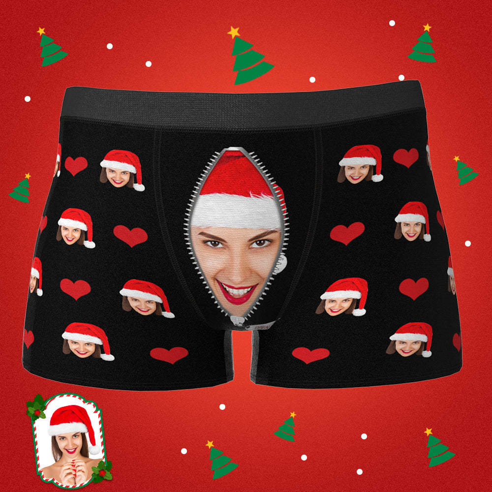 Custom Love Heart Girlfriend Face Boxer Brief Gift For Him - MyFaceBoxer
