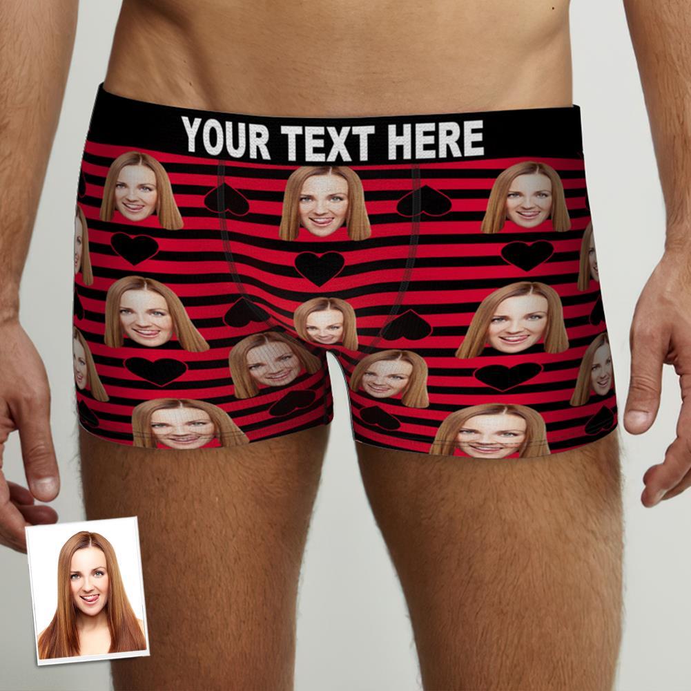 Custom Face Boxer Brief Black Strips Style Valentine's Day Gifts For Him - MyFaceBoxer