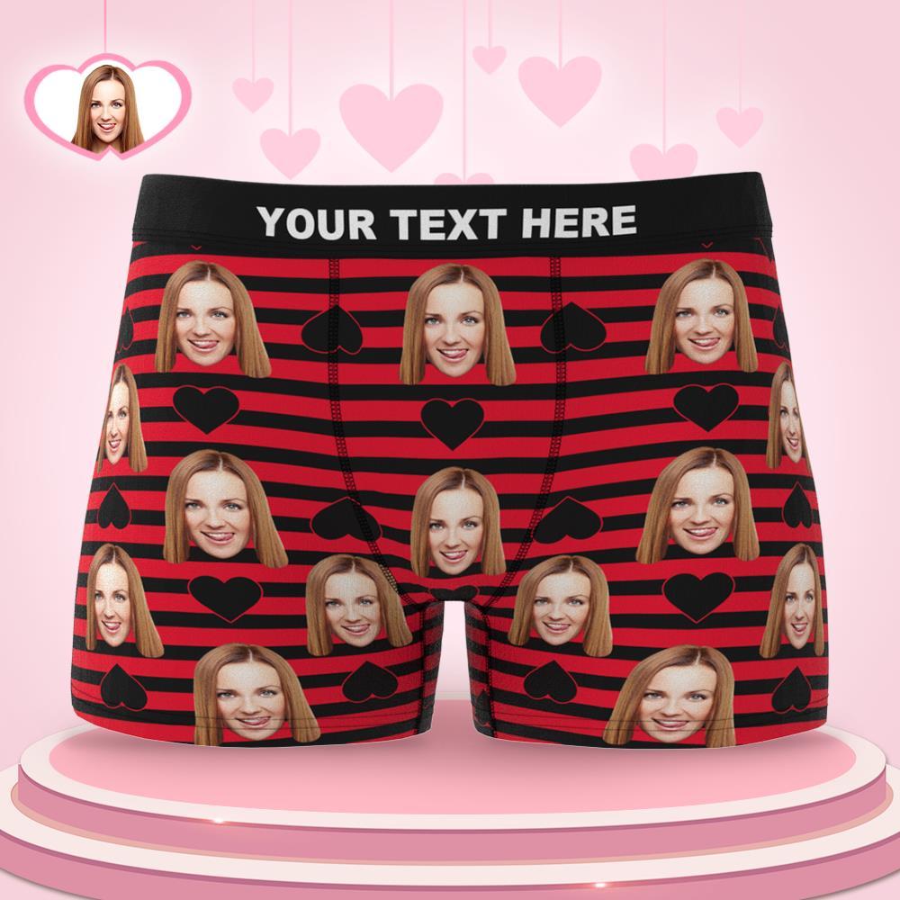 Custom Face Boxer Brief Black Strips Style Valentine's Day Gifts For Him - MyFaceBoxer