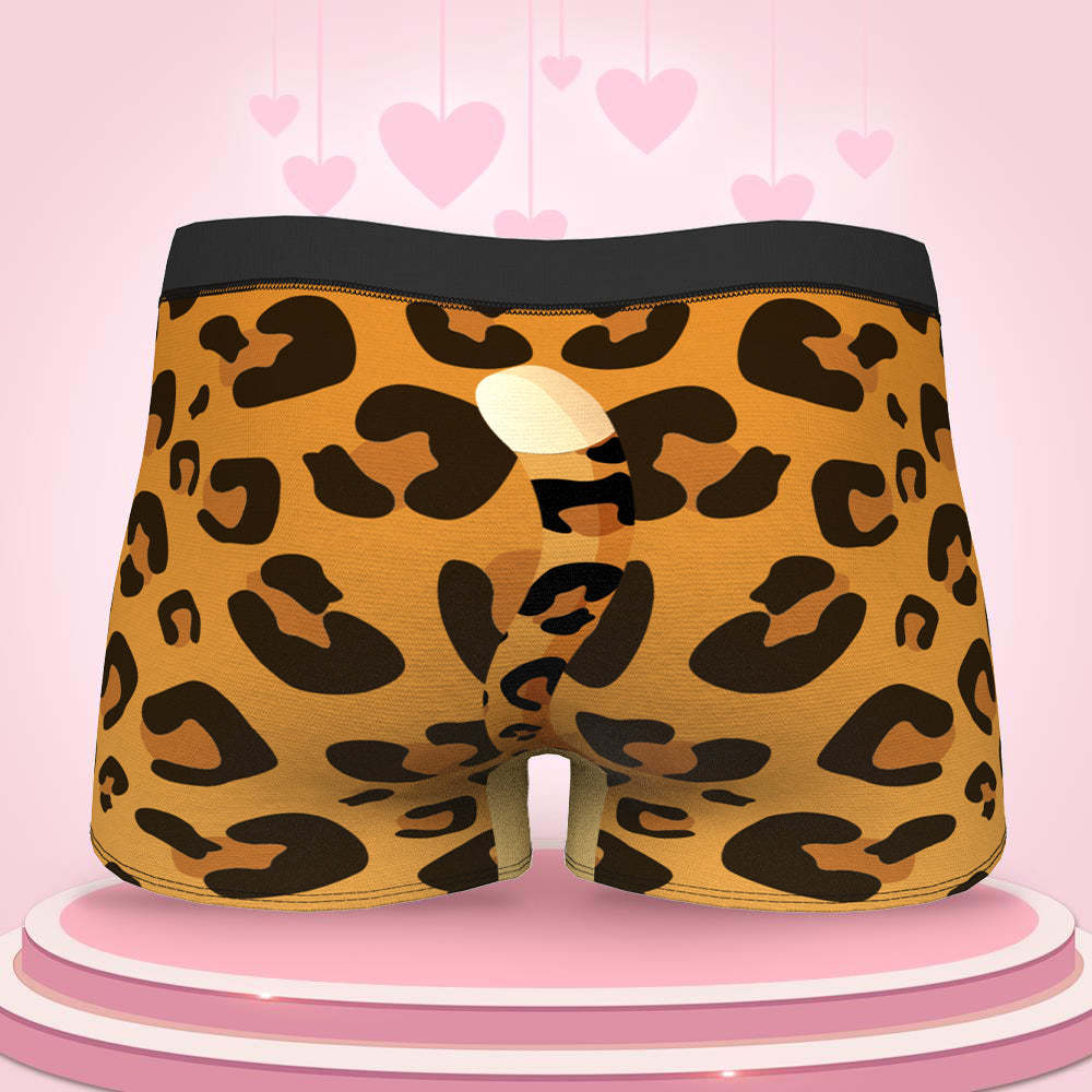 Custom Funny Leopard Face Boxer Brief Naughty Gift For Him - MyFaceBoxer
