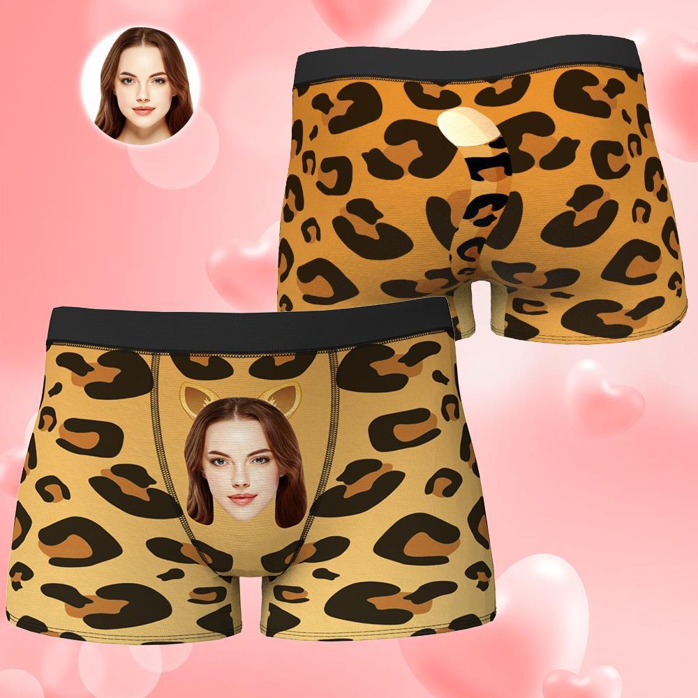 Custom Funny Leopard Face Boxer Brief Naughty Gift For Him - MyFaceBoxer