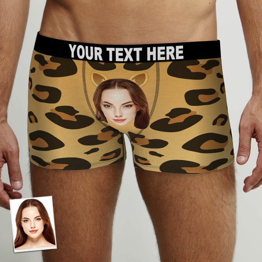 Custom Funny Leopard Face Boxer Brief Naughty Gift For Him - MyFaceBoxer