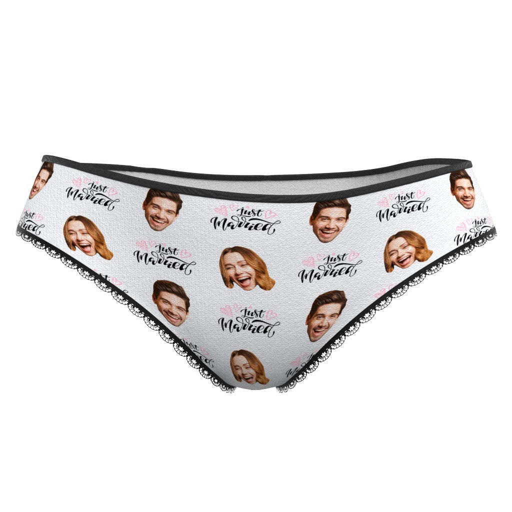 Custom Face Underwear Personalized Just Married Panties Wedding Gift Wedding Gift - MyFaceBoxer