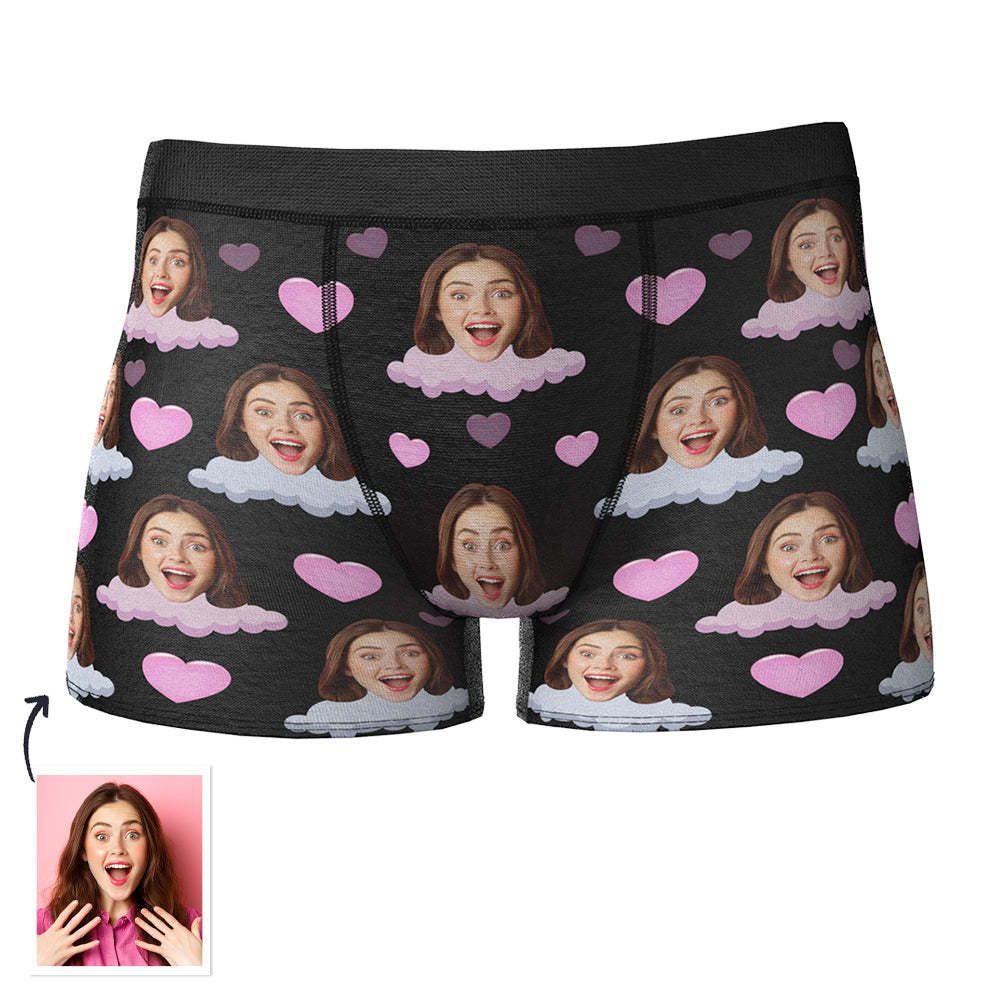 Custom Face Photo Boxer Funny Love Cloud Boxer Briefs Gift for Boyfriend - MyFaceBoxer