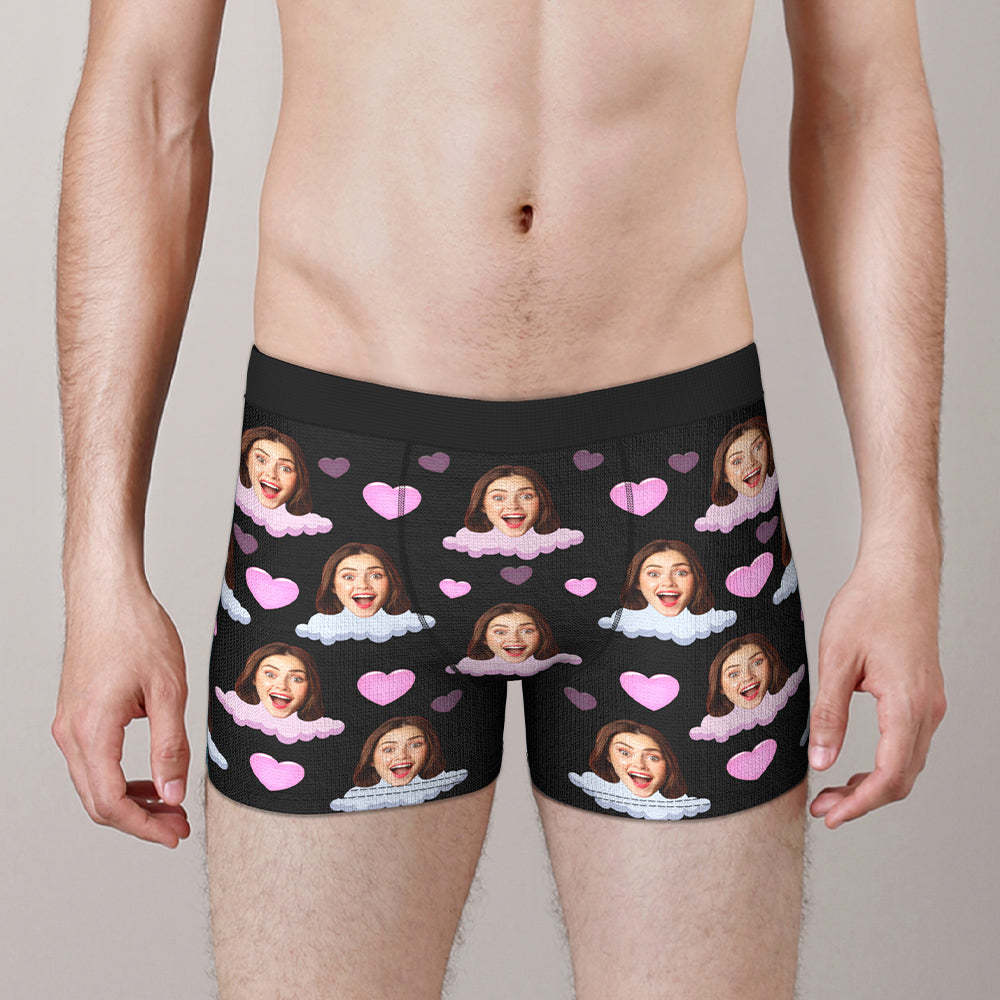 Custom Face Photo Boxer Funny Love Cloud Boxer Briefs Gift for Boyfriend - MyFaceBoxer