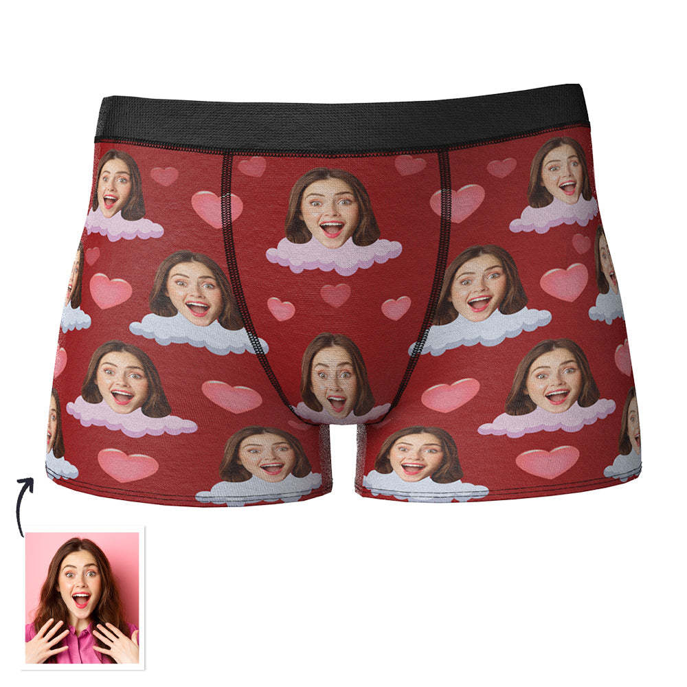 Custom Face Photo Boxer Funny Love Cloud Boxer Briefs Gift for Boyfriend - MyFaceBoxer