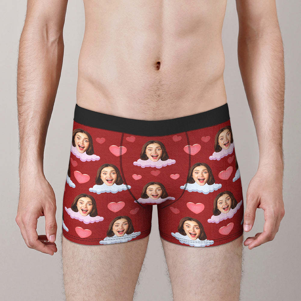 Custom Face Photo Boxer Funny Love Cloud Boxer Briefs Gift for Boyfriend - MyFaceBoxer