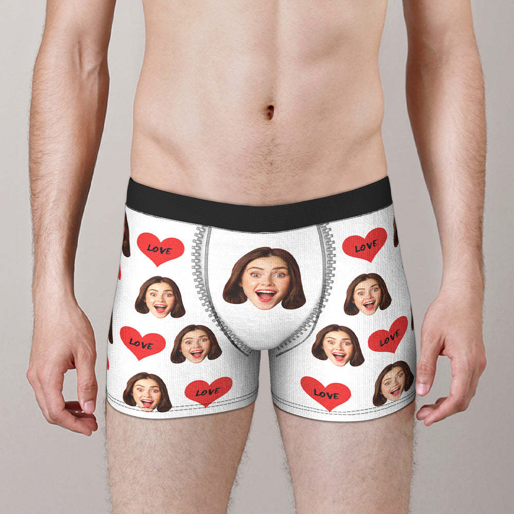 Custom Face Boxer Love Heart Boxer Briefs Birthday Gift for Boyfriend - MyFaceBoxer