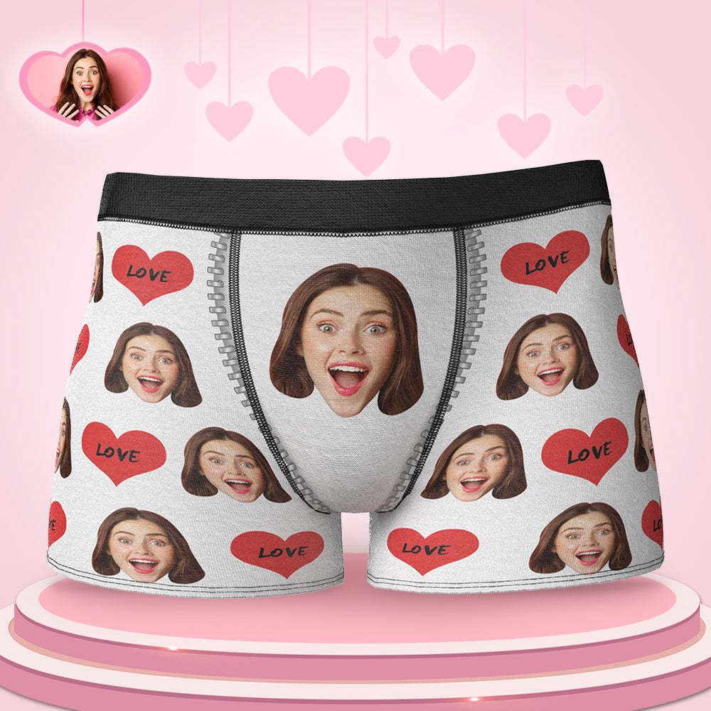 Custom Face Boxer Love Heart Boxer Briefs Birthday Gift for Boyfriend Wedding Gift - MyFaceBoxer