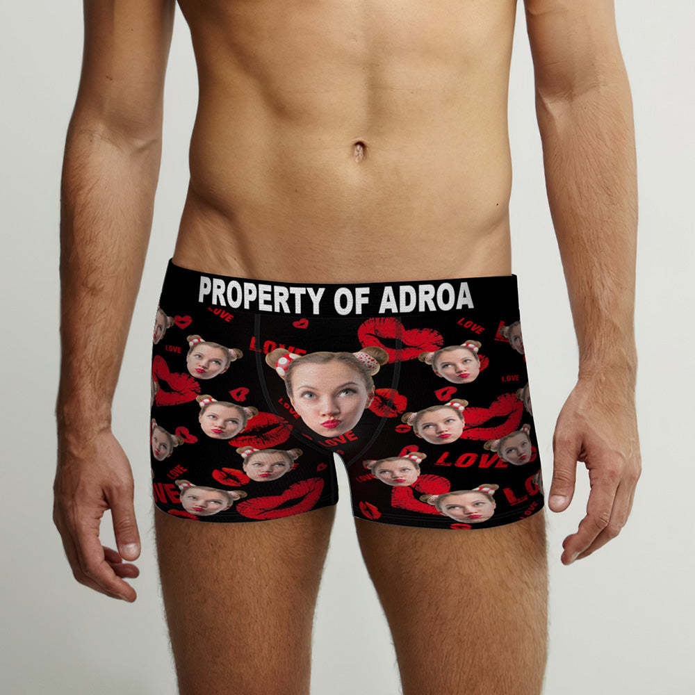 Custom Engraved Photo Underwear Men's lip Print Funny Gifts for Him - MyFaceBoxer