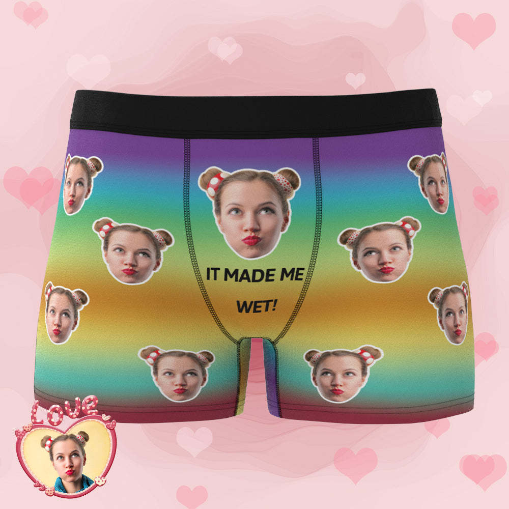 Custom Photo Underwear Men's Rainbow Gradient Funny Gifts for Him - MyFaceBoxer