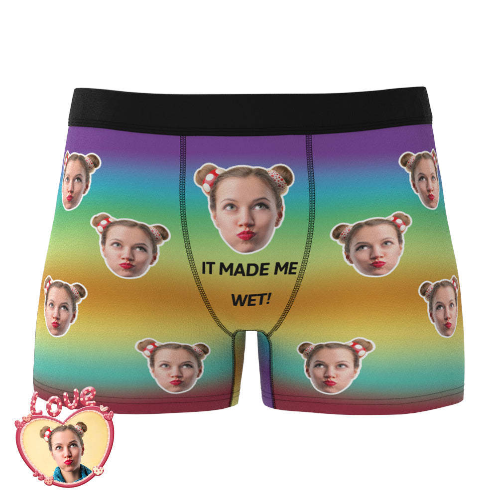 Custom Photo Underwear Men's Rainbow Gradient Funny Gifts for Him - MyFaceBoxer