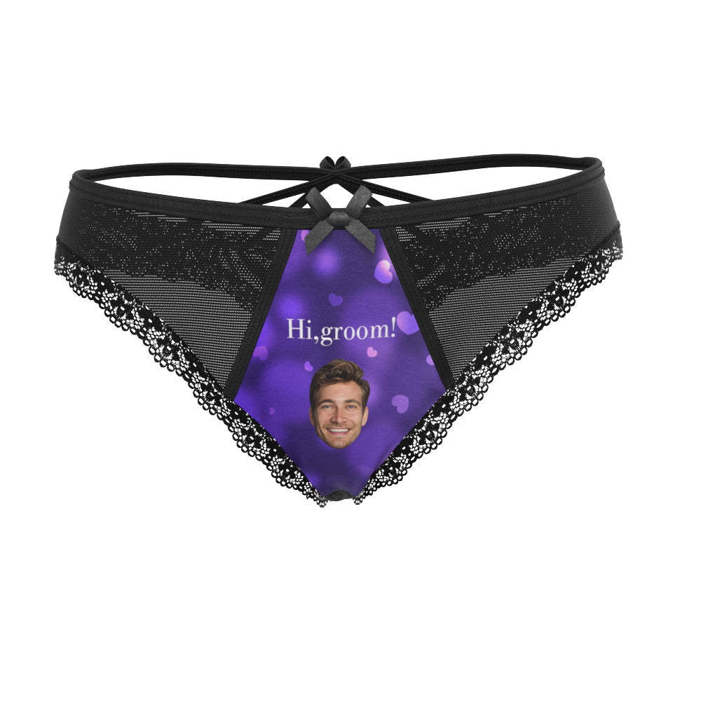 Custom Face Underwear Funny Wedding Lace Thong Personalized Coupes Gift Wedding Gift - MyFaceBoxer