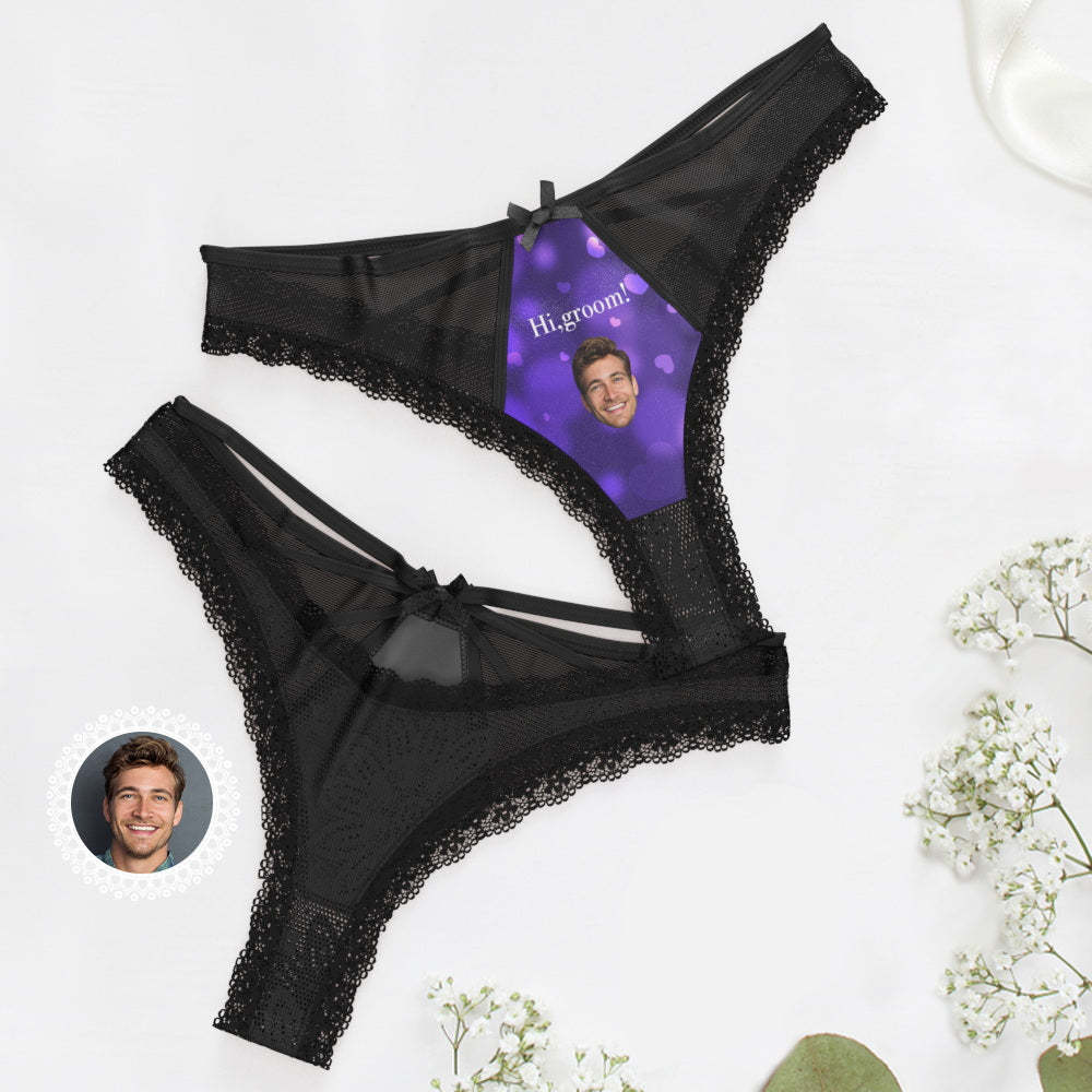 Custom Face Underwear Funny Wedding Lace Thong Personalized Coupes Gift Wedding Gift - MyFaceBoxer