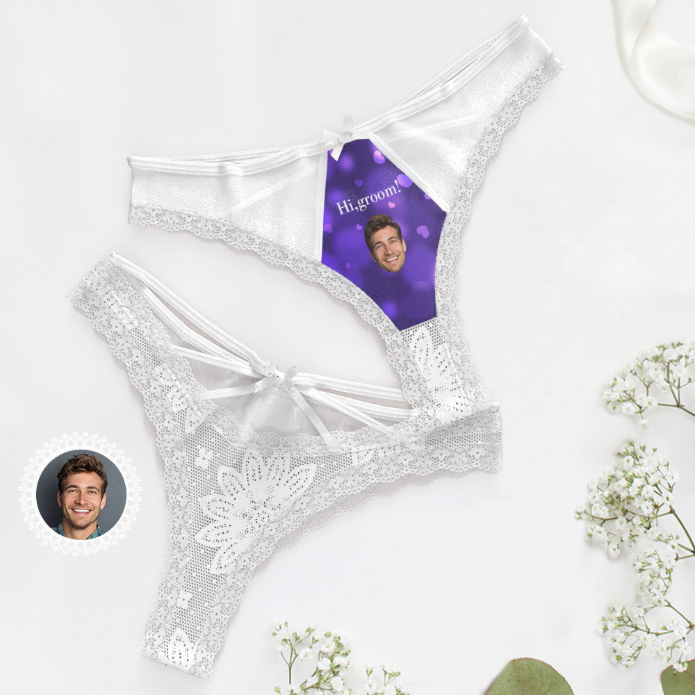 Custom Face Underwear Funny Wedding Lace Thong Personalized Coupes Gift Wedding Gift - MyFaceBoxer