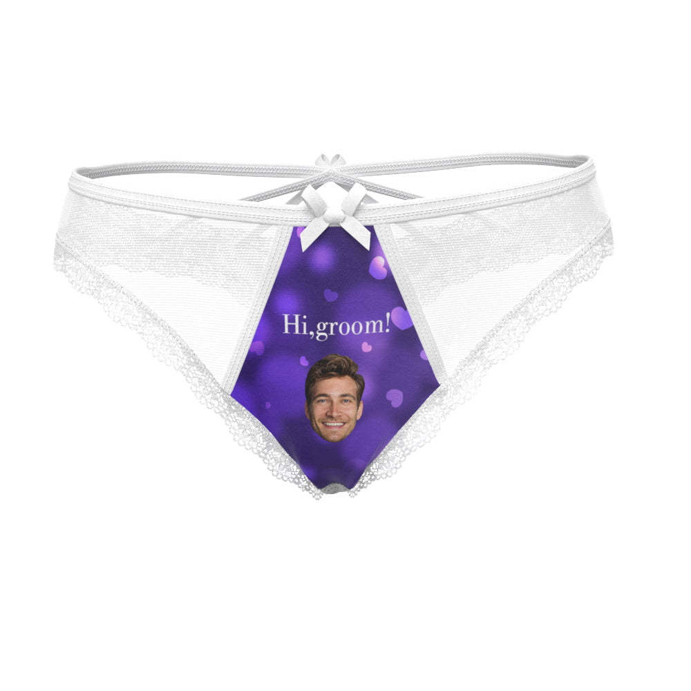 Custom Face Underwear Funny Wedding Lace Thong Personalized Coupes Gift Wedding Gift - MyFaceBoxer