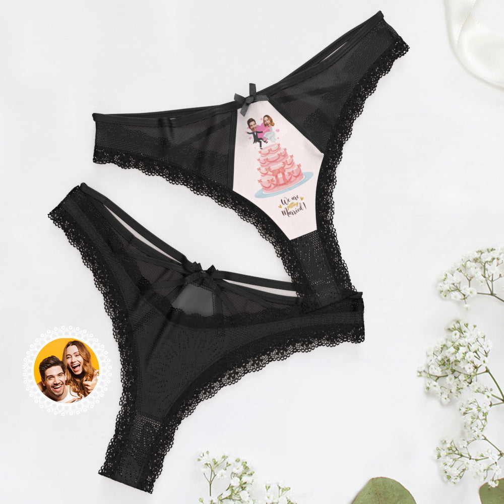 Custom Face Underwear We're Getting Married Lace Thong Wedding Gift Wedding Gift - MyFaceBoxer