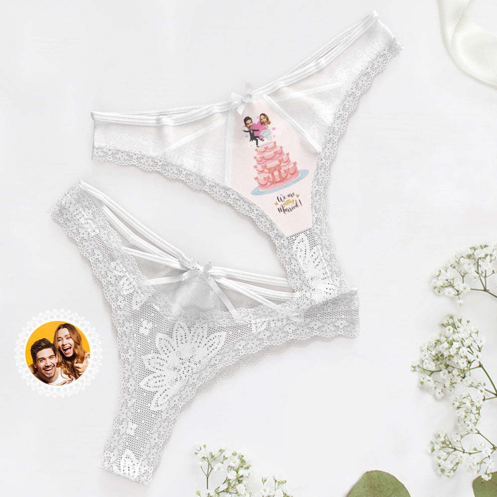 Custom Face Underwear We're Getting Married Lace Thong Wedding Gift Wedding Gift - MyFaceBoxer