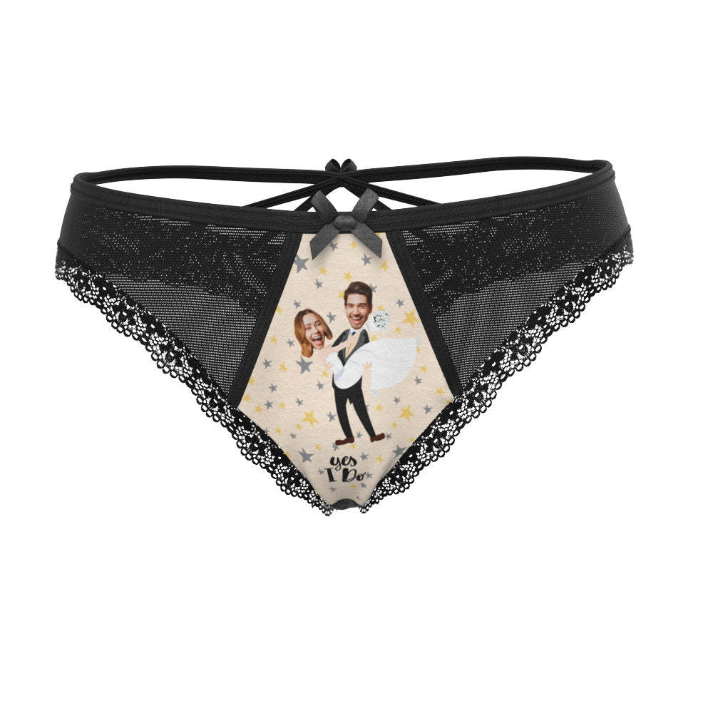 Custom Face Underwear Personalized Yes I Do Lace Thong Wedding Gift Wedding Gift - MyFaceBoxer
