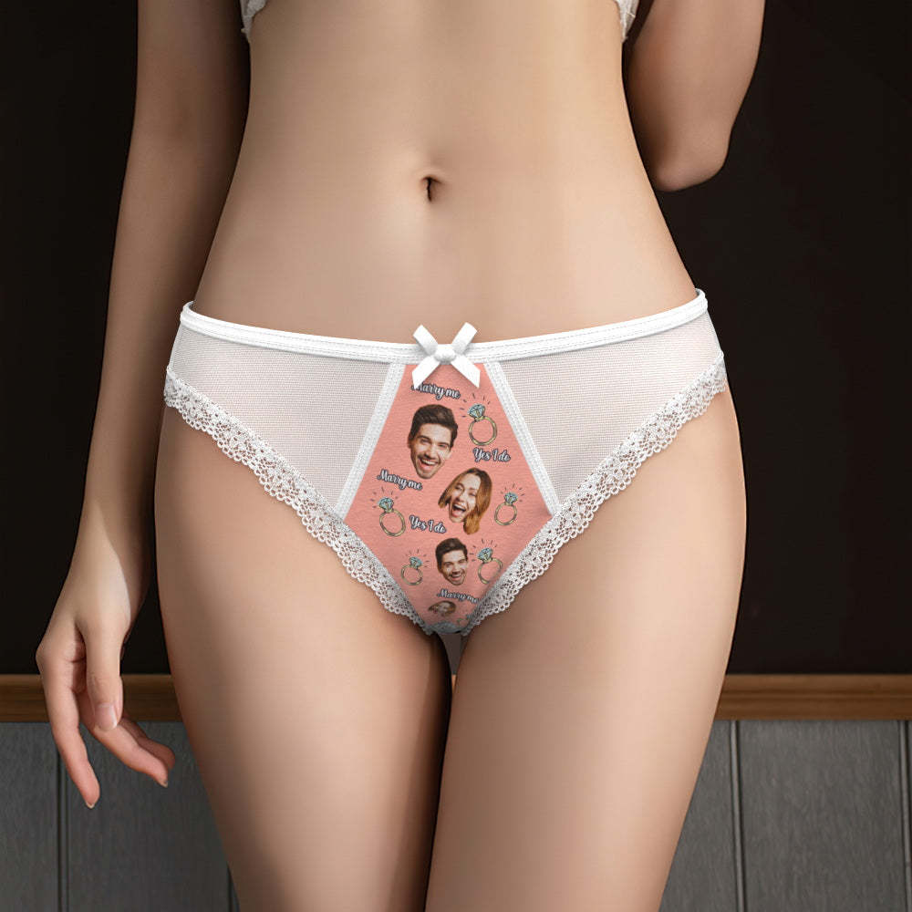 Custom Face Underwear Personalized Couple Face Lace Thong Wedding Gift Wedding Gift - MyFaceBoxer