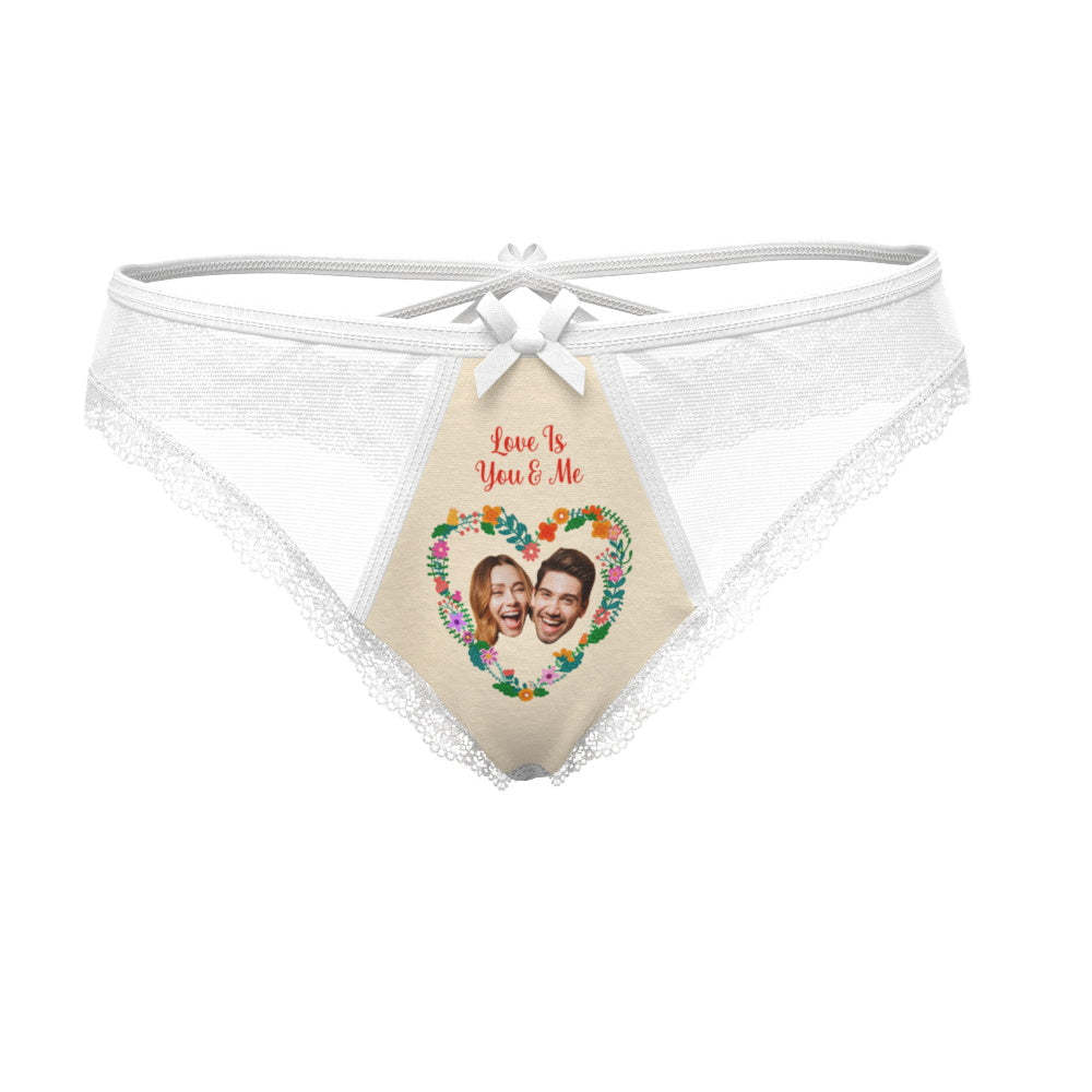Custom Face Lace Thong In Love Lace Thong Anniversary gift Wedding Gift - MyFaceBoxer