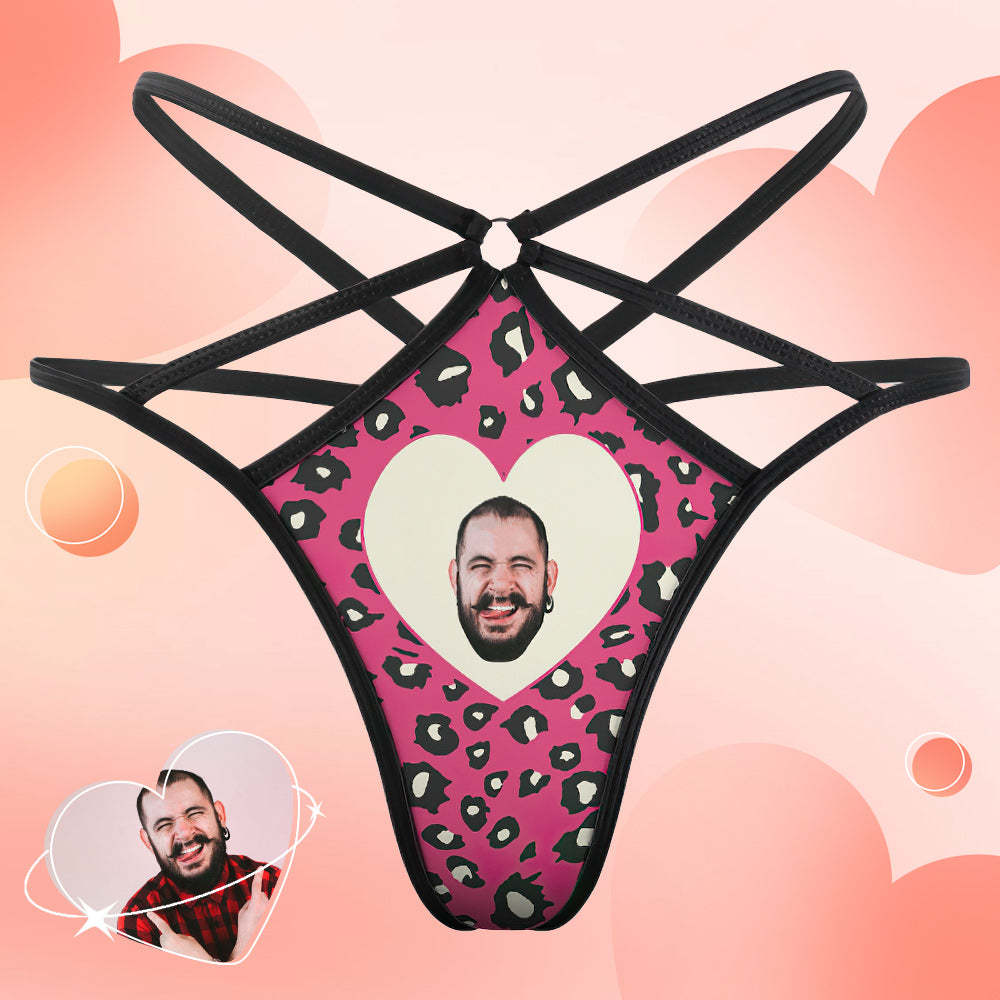 Custom Face Thong Leopard Prints Pink Funny Sexy Thongs Gift for Her - MyFaceBoxer