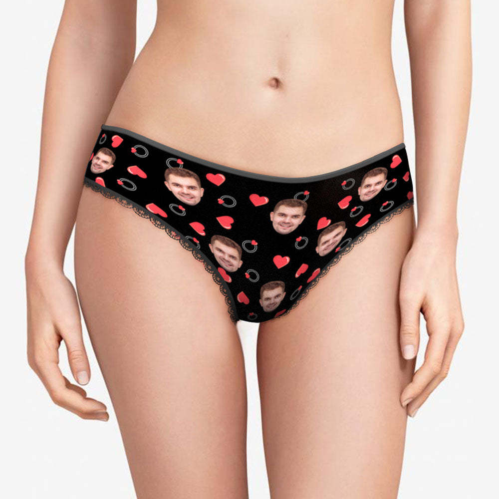 Custom Face Women's Panties Personalised Photo Lingerie Heart And Ring Gifts For Her - MyFaceBoxer