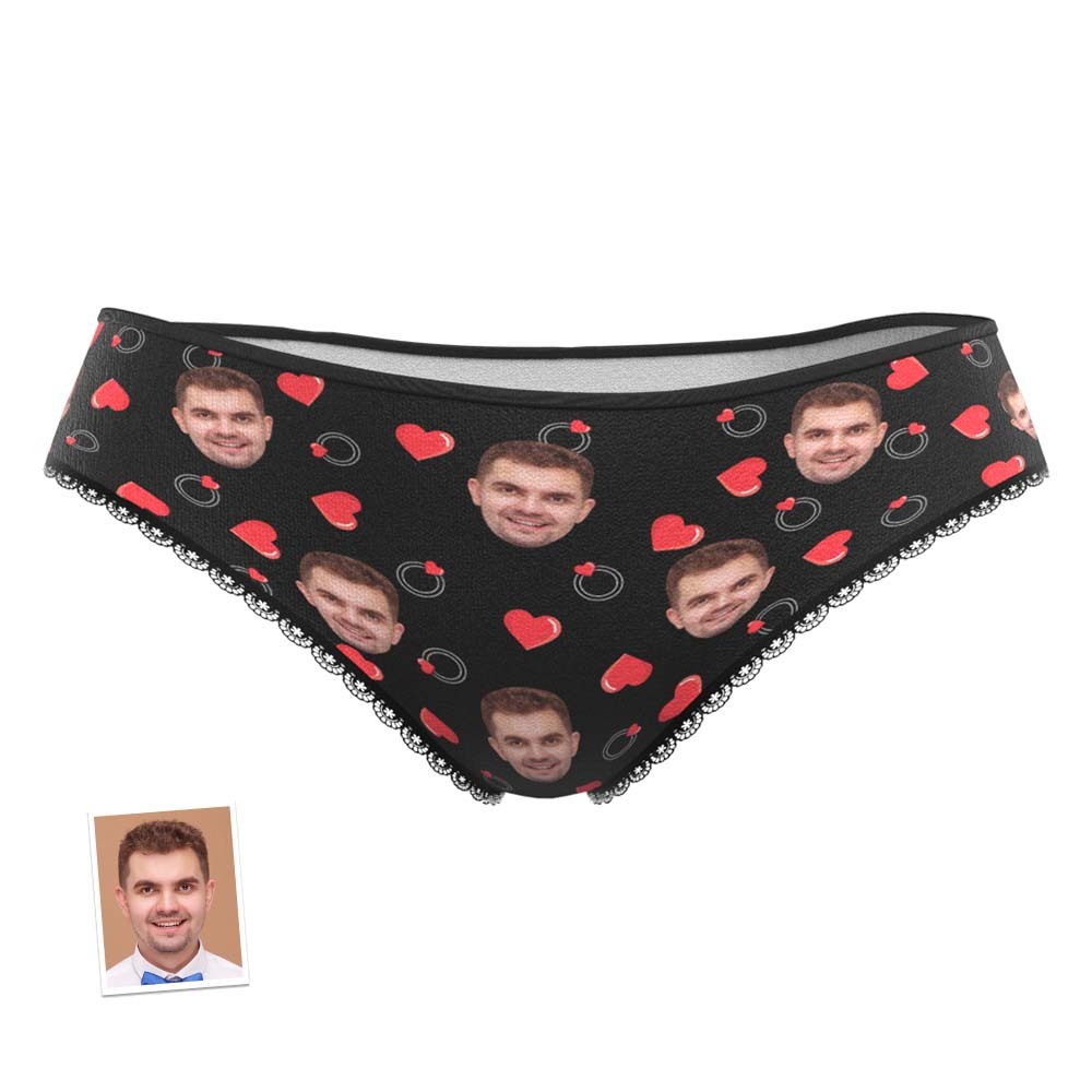 Custom Face Women's Panties Personalised Photo Lingerie Heart And Ring Gifts For Her - MyFaceBoxer