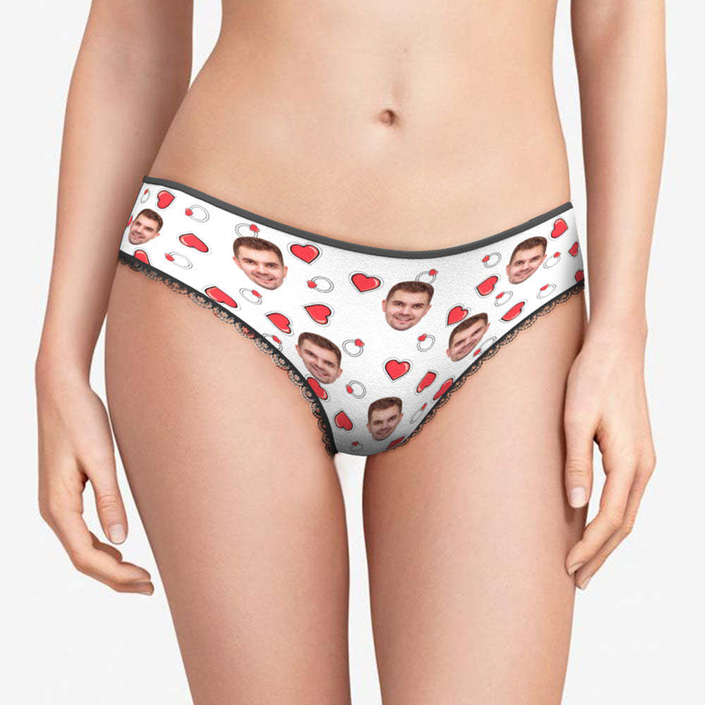 Custom Face Women's Panties Personalised Photo Lingerie Heart And Ring Gifts For Her - MyFaceBoxer